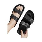 Chinelos Masculinos De Verão, Casuais, De Cor Sólida, Ajustáveis, Com Fivela E Salto Baixo.