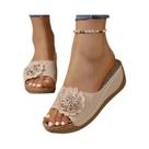 Chinelos Retro Femininos Com Decoração Floral, Sandálias De Plataforma Com Sola Grossa Para O Verão,