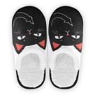 Chinelos SLHKPNS Middle Finger Black Cat Fuzzy Coral Fleece