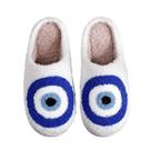Chinelos Trefidy Evil Eye para mulheres, homens, chinelos domésticos, chinelos de pelúcia confortáveis para quarto doméstico, sapatos internos, tamanho feminino de 7 a 7,5 = tamanho masculino de 5 a 6