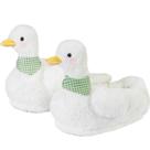 Chinelos White Goose Warm Plush, antiderrapantes, Indoor House Cute