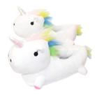 Chinelos White Unicorn Plush Anime Home Shoe, tamanho 36-43