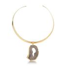 Chocker aro larga com pingente de geodo