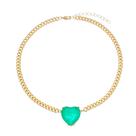 Chocker corrente coração esmeralda fusion banhado ouro 18K Chocker corrente coração esmeralda fusion banhado ouro 18K