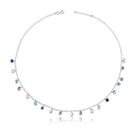 Chocker Elo Portugues Pedra Zirconia Colorida Prata 925 Chocker Elo Portugues Pedra Zirconia Colorida Prata 925