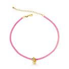 Chocker infantil camurça rosa claro e unicórnio