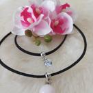 Chocker Pingente de pérola e strass