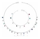 Chocker Pulseira Portugues Pedra Zirconia Colorida Prata 925 Chocker Pulseira Portugues Pedra Zirconia Colorida Prata 925