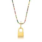 Chocker riviera colorida 40 cm com pingente cadeado