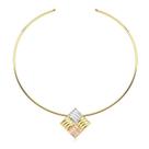Choker Aro com Pingente Três Cores Folheada a Ouro 18k