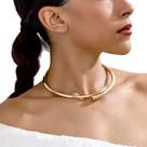Choker Aro Gota Rigido Dourado Largo Colar Gargantilha