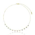 Choker Colar Corrente de Zircônias Coloridas Candy Banhado a Ouro Semijoia Antialergica Choker Colar Corrente de Zircônias Coloridas Candy Banhado a Ouro Semijoia Antialergica