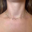 Choker Colar de Medalhas Banhado a Prata Semijoia Antialergica