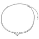 Choker Coração e Fita Lisa Banhado a Prata Semijoia