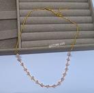 Choker Cordão com Elos Pedras Cristais Rose Cristal Ródio Branco Folheado Ouro Luxo Cascalhos Zircônias Moda Luxo