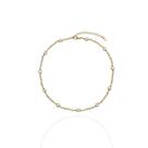 Choker Corrente Americana e Pérolas Banho Ouro 18K