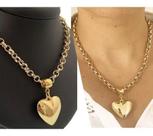 Choker Corrente Feminina + Pingente Coração Folheado A Ouro com garantia