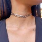 Choker Correntes em Aço Inox Prata Feminina - 39 cm com Extensor de 5 cm