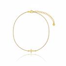 Choker Cruz Deitada Lisa Banhado em Ouro 18k