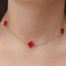 Choker De Trevo Banhada A Ouro Vermelha Choker De Trevo Banhada A Ouro Vermelha