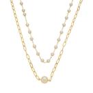 Choker duas voltas melinda elos pérolas folheada a ouro 18k