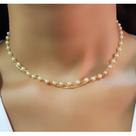 Choker Duplo 2 Fios Pérola com Bolinha Lisa Banhado em Ouro18k
