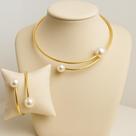 Choker e Pulseira com Perolas Folheado Dourado e Prata - Aro Ajustáve Choker e Pulseira com Perolas Folheado Dourado e Prata - Aro Ajustáve