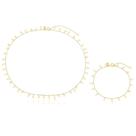 Choker e Pulseira Corações Pendurado Banhado a Ouro 18k