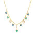 Choker Elo Português Com Pingentes Corações Folheado A Ouro