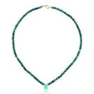Choker em Malaquitas com Zircônia Oval Esmeralda Colombiana Banhado a Ouro - 35 cm + Extensor