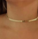 Choker escama de peixe com design de folhas de Oliveira banhado a outro 18K