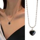 Choker Feminina com Pingente de Coração Preto Acessório de Moda