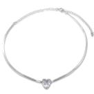 Choker Fita Lisa com Coração de Zirconia Banhada Prata Choker Fita Lisa com Coração de Zirconia Banhada Prata