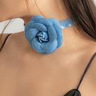 Choker Flor Tecido Jeans Azul Pescoço Boho Vintage- Gargantilha Desfiado Floral Fecho Versátil Moderno Rasgado 3D Curto Choker Flor Tecido Jeans Azul Pescoço Boho Vintage- Gargantilha Desfiado Floral Fecho Versátil Moderno Rasgado 3D Curto