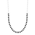 Choker Gargantilha Pedrinhas Pretas Banhado a Prata