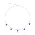 Choker Prata 925 Olho Grego Pendurado Feminina Delicada