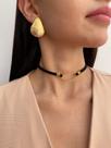 Choker Preto em Couro Camurça com Detalhes em Metal Banhado