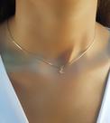 Choker Rabo de Rato com Borboleta Banhado a Ouro