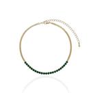 Choker Veneziana Dupla com Faixa de Riviera Esmeralda Banho Ouro 18K