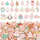 Christmas Charms Misdary, 100 peças em rosa e verde para joias