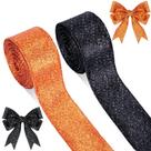Christmas Ribbon Juinte Wired Glitter 1,5 polegadas e 20 mm (preto, laranja)