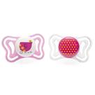 Chupeta Chicco Physio Light 16 a 36 Meses Rosa Estampas Sortidas 2 Unidades