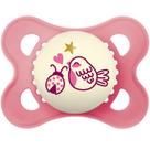 Chupeta MAM Original Night 06 Meses Silicone SkinSoft Rosa Brilha no Escuro Esterilizável BPA Free Estojo Night