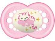 Chupeta Silicone Ortodôntico Simétrico MAM - Night Rosa 6+ Meses