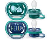 Chupeta Ultra Air c/2 - Elefante e Hello - 18 meses+ - Avent