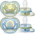 Chupeta Ultra Air Dupla Decorada 0-6m Rosa e Verde - Philips Avent
