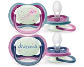 Chupeta Ultra Air Dupla Night Time 6-18 Meses Menina Avent