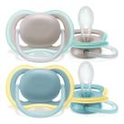 Chupeta Ultra Air Lisa c/2 Cinza/Azul 18 meses+ - Avent