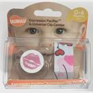 Chupeta Ulubulu Beijinho com Prendedor Universal Rosa - 0 à 6 Meses