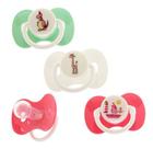 Chupetas Borboleta Bico 100% De Silicone Redondo Para Menina 3 Unidades